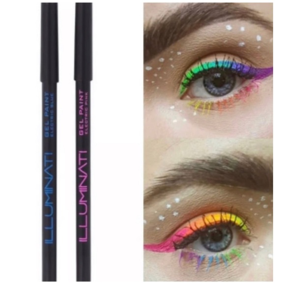 New/Sealed Illuminati Gel Paint Eyeliner Set in Electric Pink & Electric Blue - Picture 10 of 12